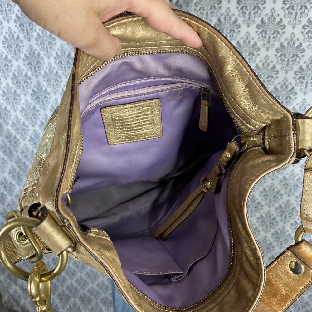 Coach Size Medium (M) Coach Patchwork Metallic Go… - image 5